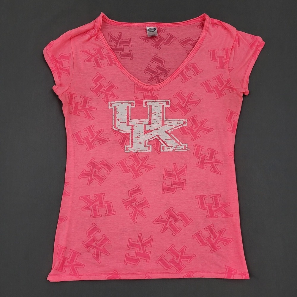 Concepts Sport University of Kentucky Wildcats T-Shirt Womens Medium Pink V-Neck